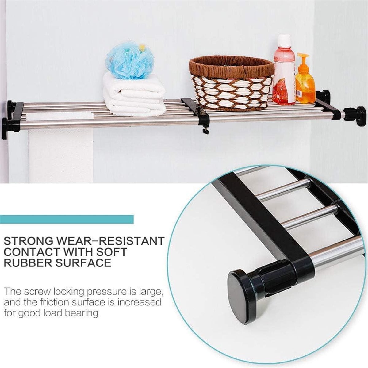 Uitbreidbare plankorganizer divider separator voor garderobe, keuken of badkamer - Zwart