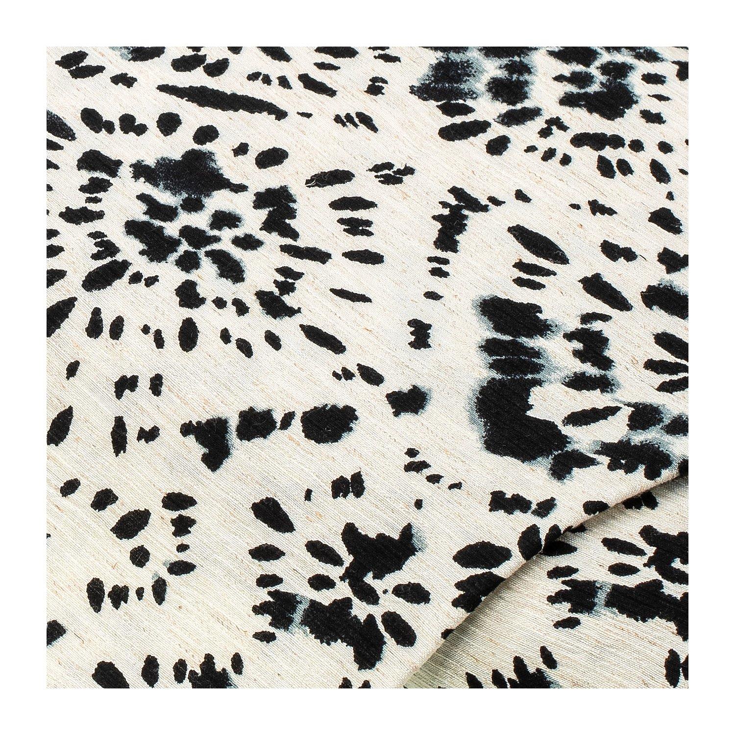 Plissee-Blusenstoff "Ornamente", creme/schwarz