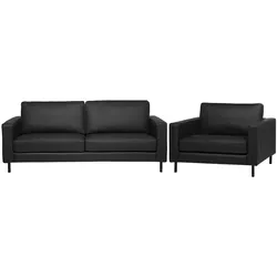 SOFA-SET 4-sitzer Leder Schwarz Savalen