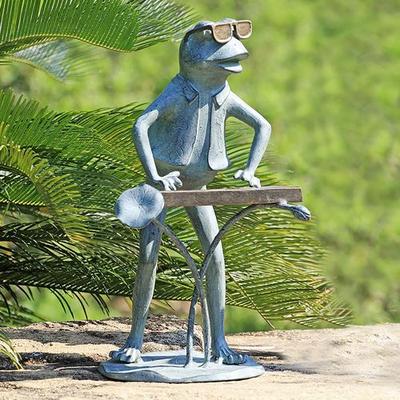 San Pacific - Ds Jazzy Keyboard Frog Garden Sculpture Verdi Bronze , Verdi Bronze