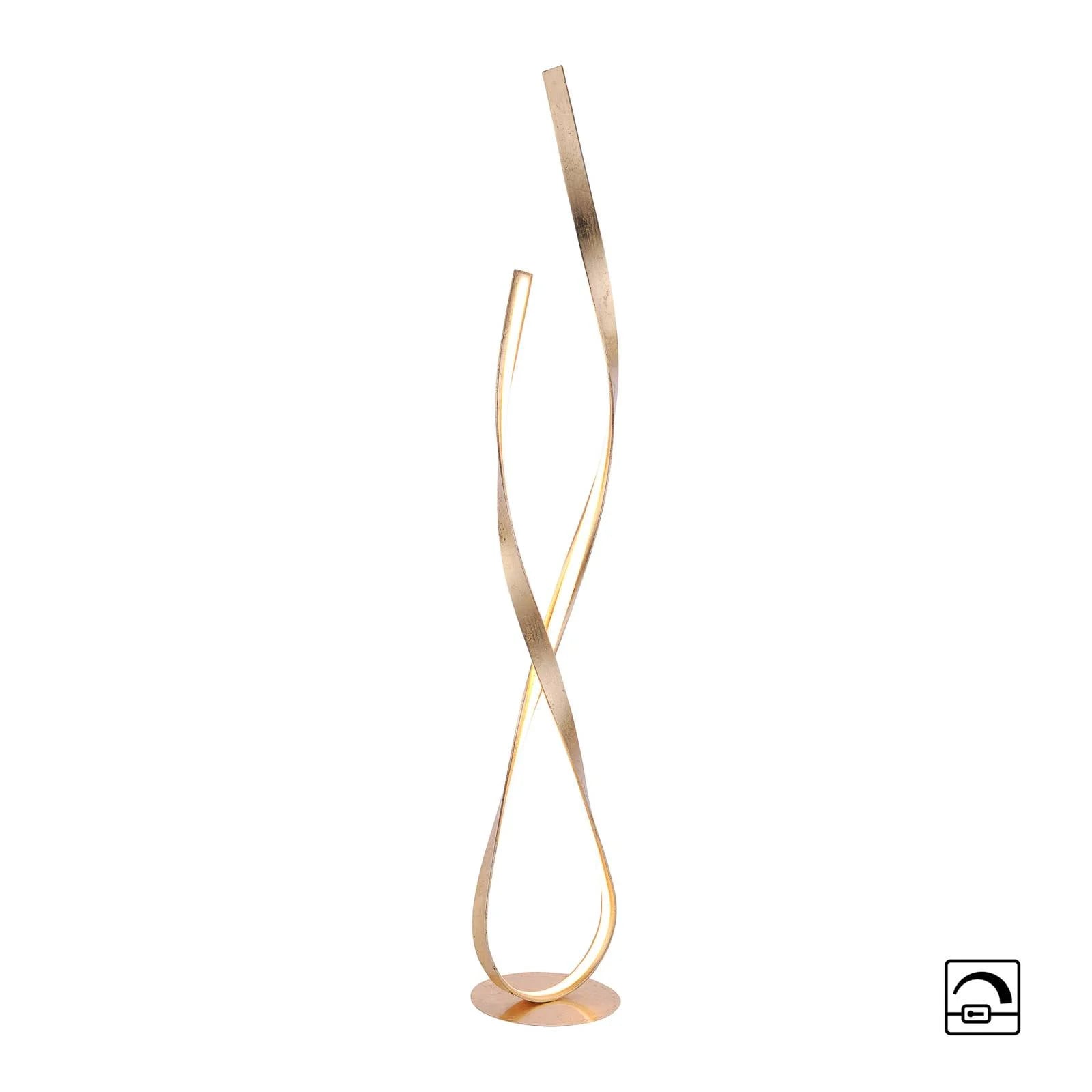 Paul Neuhaus LED-vloerlamp Linda, dimbaar, goud/messing, metaal