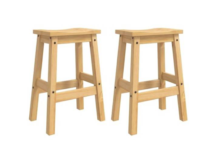 FMPGJLYH Barhocker 2er Set Kiefer massiv gewachst, Küchenhocker 44x30x63 Robustes Massivholz, Modernes Design, Einfache Montage