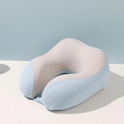 Uplifted Trends Ergonomic U Shaped Memory Foam Neck Pillow For Travel & Cervical Spine Relief blue
