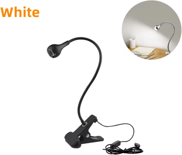 Inspire Curations Flexible USB Clip On Reading Lamp Adjustable Bedside Study Light black Shell White