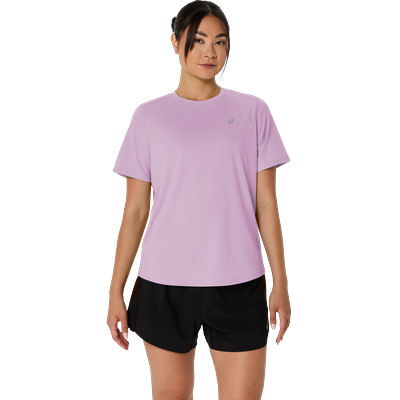 Laufshirt ASICS "ASICS CORE TOP", Damen, Gr. XL, rosa (hazy lila), Obermaterial: 100% Polyester, Shirts Laufshirt, Schnelltrocknend, Reflektierend, Leicht