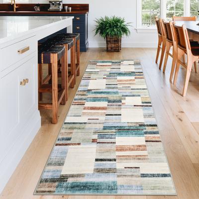 Garvee Patchwork Geo Washable Area Rug
