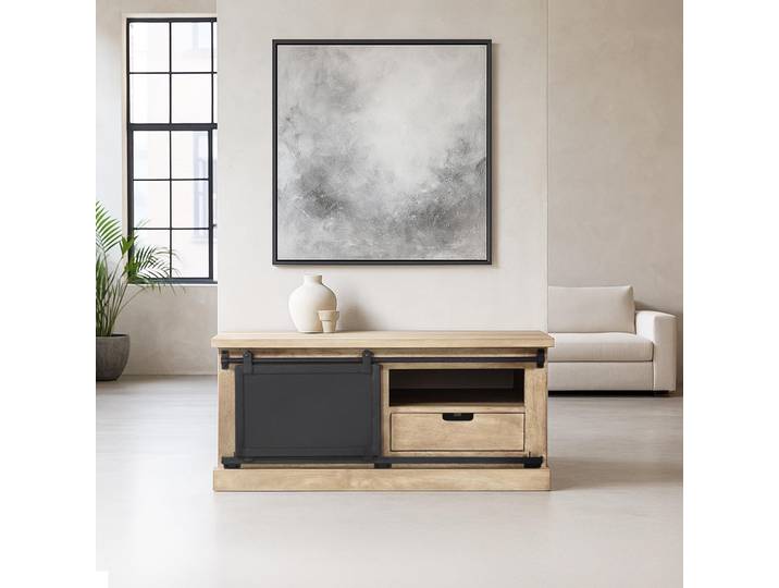 Meuble tv bois massif et metal style industriel​ 100 cm - Detroit