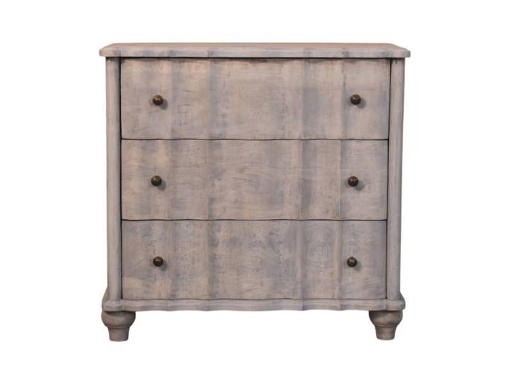 Artisan Furniture Kommode mit Acid-Wash-Finish, 3 Schubladen, runde Füße, grau, Grau, Holz, Echtholz,Mangoholz, Rechteckig, 85x83x40 cm, Kleinmöbel, Kommoden