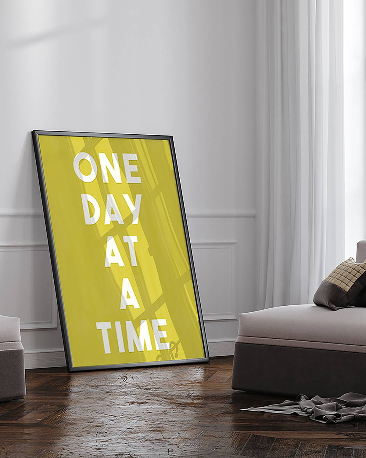 home24 One Day at a Time Lijst, gelakt massief beukenhout met acrylglas, multicolor, 73 x 93 cm