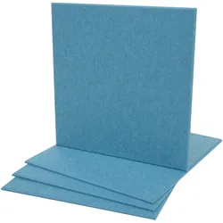 4er-Set Akustikwandpaneel MCW-L52, Wandpaneele Akustikplatten, schalldämmend 1qm Fläche 50x50cm ~ blau