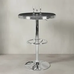 KADIMA DESIGN Retro-Bartisch, Verstellbare Höhe, Aluminium-Look, Kunstleder - Trendig & Stabil