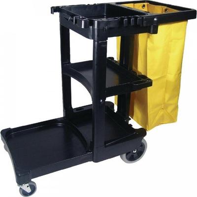 Rubbermaid Gelber, schwarzer Reinigungswagen