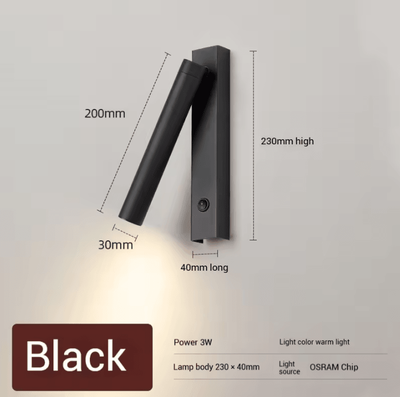 Inspire Curations Nordic Adjustable LED Bedside Reading Wall Lamp black 3000k 3w