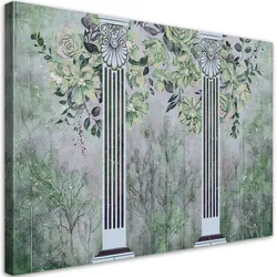 WANDBILD antike säulen und blumen