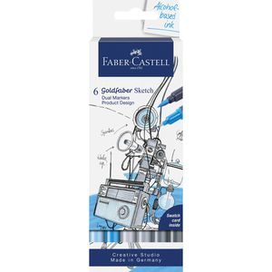 Faber-Castell Layoutmarker Goldfaber Sketch, Produktdesign, farbig sortiert, 6 Stück