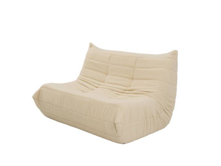 Canapé lit 2 places 135x105x80cm velours beige compressé sans montage salon