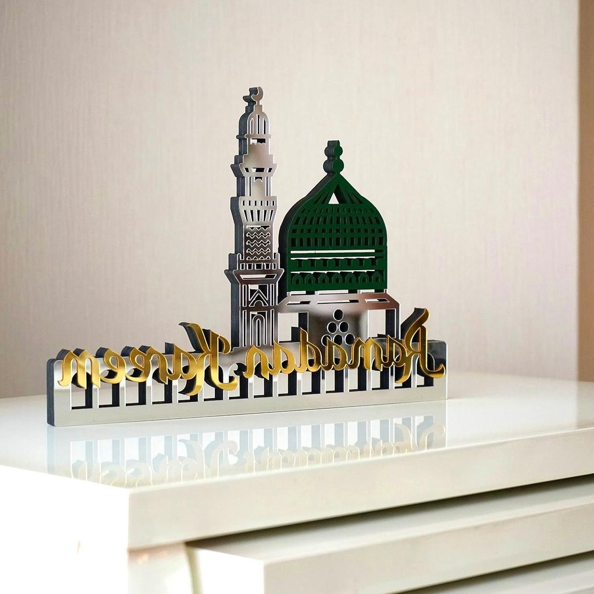Handgemaakte Islamitische Tafeldecoratie Moskee voor Ramadan - Zilver - B/D/H: 32 x 23 cm