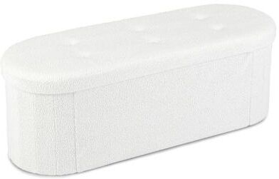 "Costway 43"" Folding Teddy Storage Ottoman Bench with Dividers for Living Room and Bedroom-Beige"
