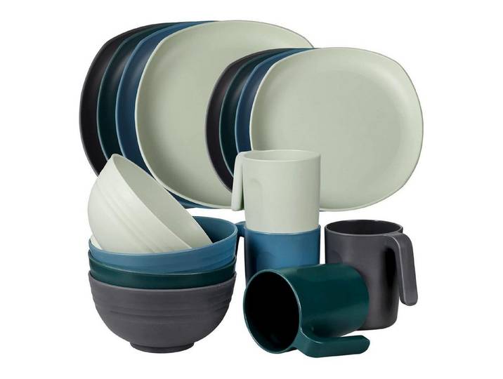 LuxusKollektion Kombiservice Geschirrset PP Speiseteller Dessertteller 16 Pcs quadratischer Set