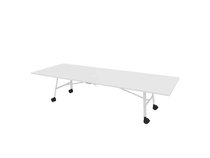 Table mobile plateau rabattable Serenity 320 x 120 cm Blanc – Pied Blanc