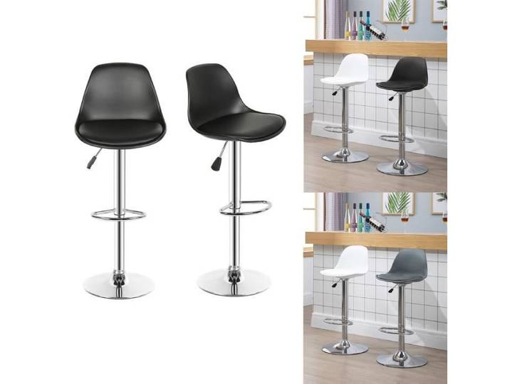 Tabouret de bar - Yagewa - Noir - Cuir PU - Industriel - Loft
