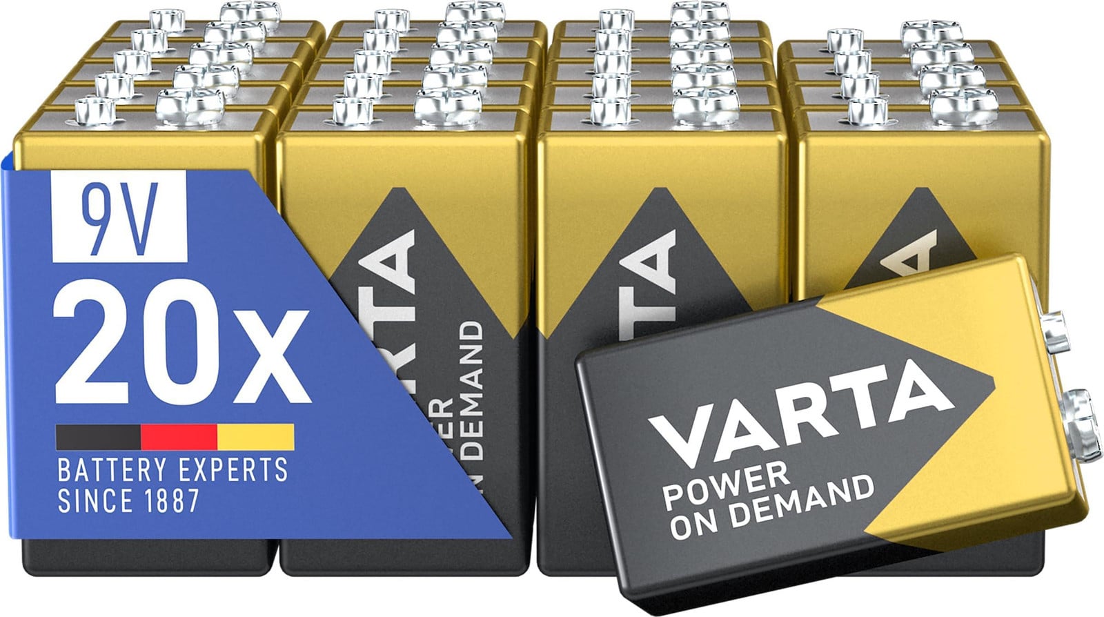 VARTA Power on Demand 9V alkaline blokbatterijen, 20 stuks