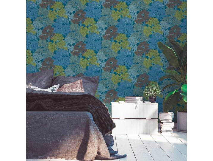 Papier peint en intissé Forêt II 53 x 1005cm Bleu
