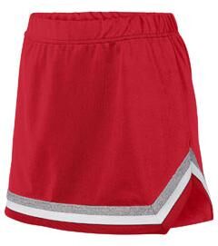 Augusta Sportswear 9146 Athletic Girls Pike Skirt in Red/White/Metallic Silver size Small   Polyester Blend