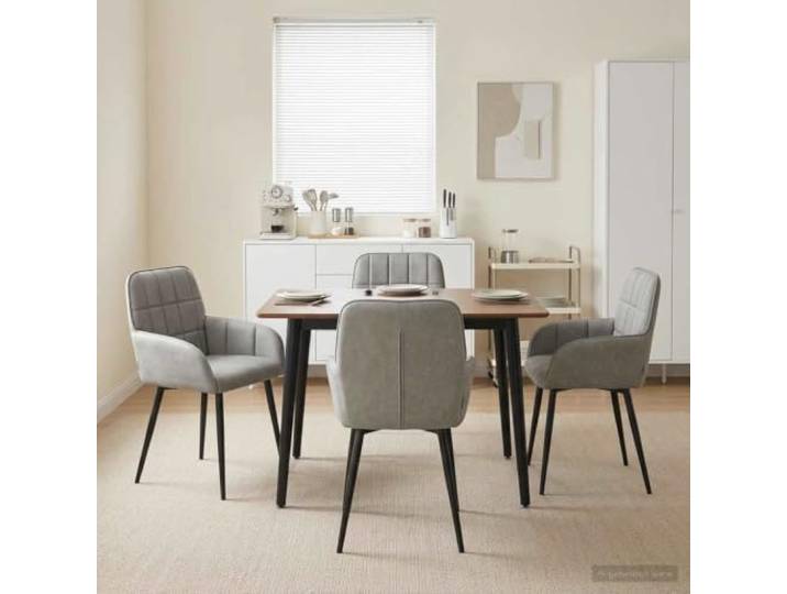 KGHFDVB Esszimmerstühle 4 STK. Samt Hellgrau 57 x 50 x 85 cm Metallbeine, Armlehnen, pflegeleicht, ergonomische Neigung, moderner Stil, vielseitig einsetzbar