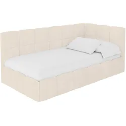EINZELBETT Jugendbett mit Bettkasten Links, ohne Matratze - LIVY 80x200 Beige