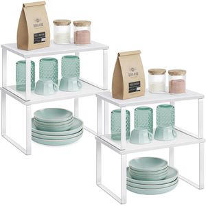 Songmics Küchenregal KCS027W01, weiß, 4er Set, für Arbeitsplatte, 29,7 x 15,8 x 19,5cm