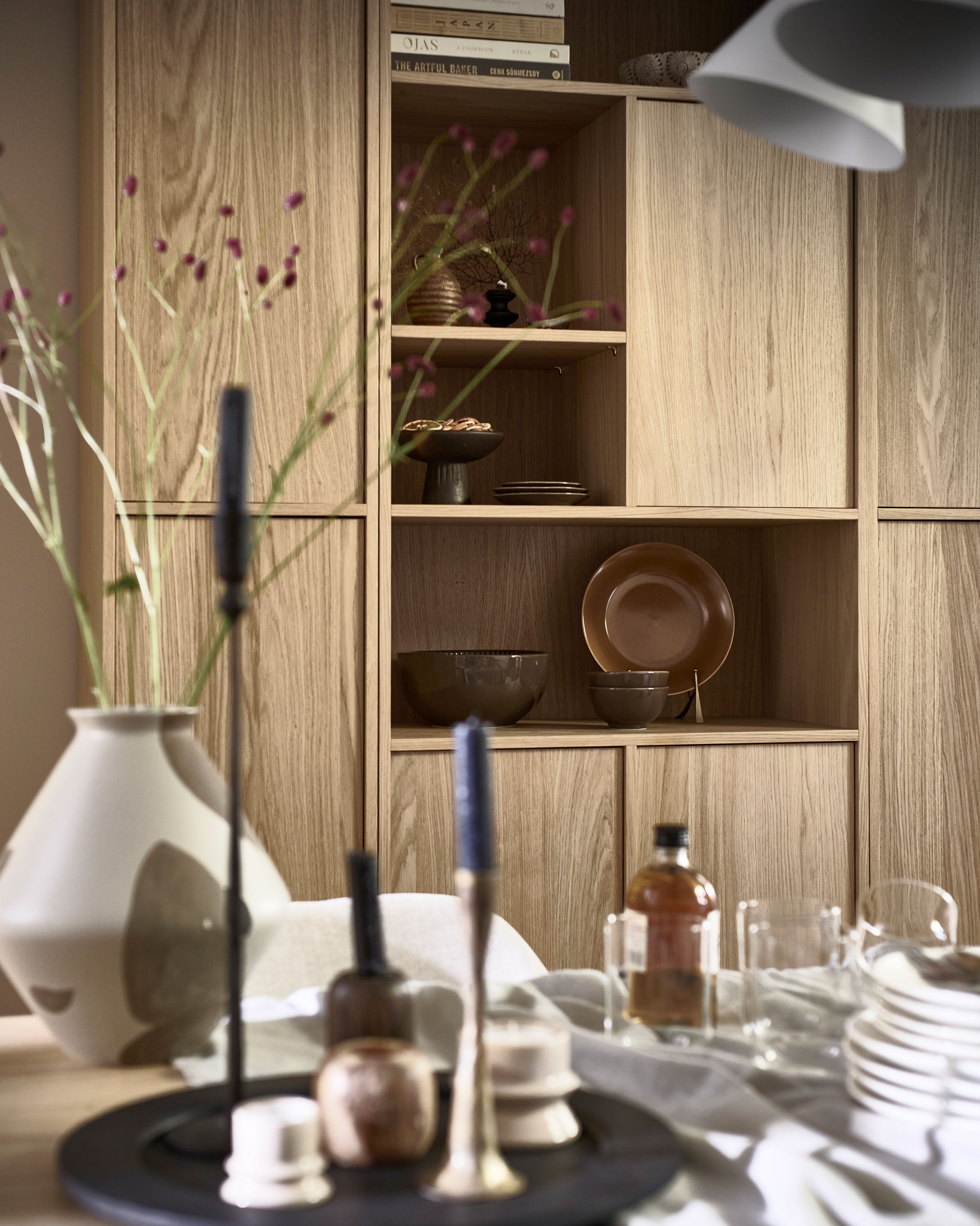 Mehrzweckschrank WOOOD "Modulair Eichenholzfurnier mit Druckmechanismus 40x40x199 cm", braun (natur matt), B:40cm H:199cm T:40cm, Massivholz, Schränke, Mehrzweckschrank, Tragkraft 15 kg pro Boden, sichtbare Maserung, einfach zu montieren natur matt B/H/T: