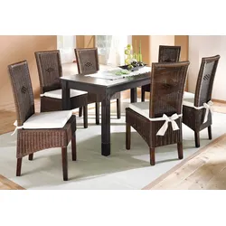 Stuhl HOME AFFAIRE "Stuhlparade", braun (dunkelbraun), B:46cm H:102,5cm T:56,5cm, Geflecht Rattan, Stühle, Stuhl, 2 Stück inkl. Sitzkissen, in Handarbeit gefertigt