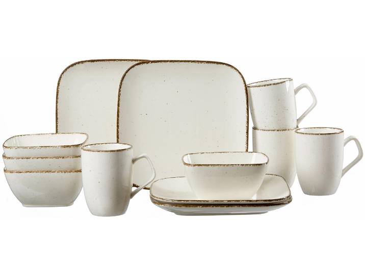 Frühstücks-Geschirrset RITZENHOFF & BREKER Service, CASA Vintage/Used-Look , beige (naturweiß), 12 Stk., Porzellan, Geschirr-Sets, Frühstücks-Geschirrset, (Teller, Schale, Kaffeebecher) 12 Teile, für 4 Personen
