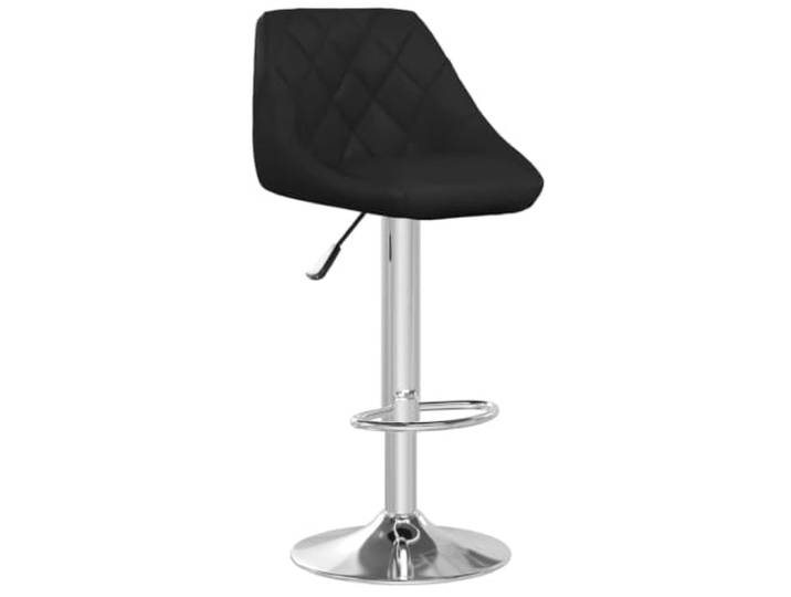 Barhocker aus schwarzem Kunstleder mit verchromtem Stahlsockel und Um 360 ° drehbar, Gashebebühne, Tragkraft 110 kg, moderner Stil, pflegeleicht, vielseitig einsetzbar
