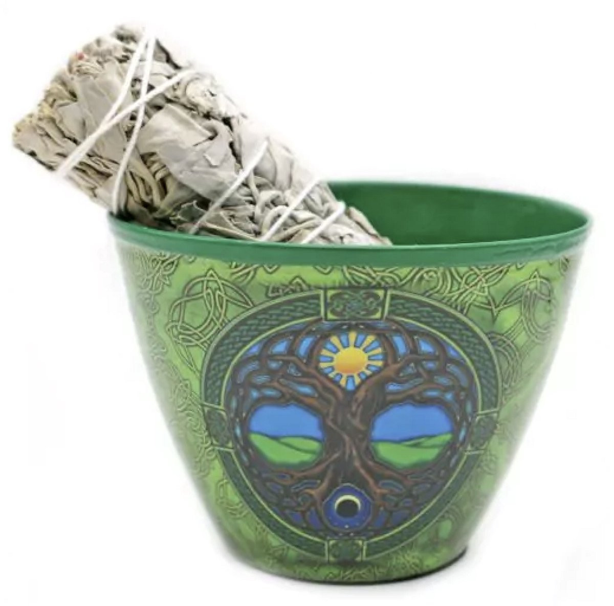 Smudge Bowl Tree of Life, Groen, Diameter: 10 cm
