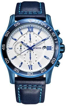 Everyday Crate OCHSTIN 6068A Mens Quartz Watch Waterproof Luminous Business Timepiece With Leather Strap royal Blue+blue