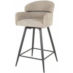Barhocker 2er-Set Cleruve Boucle, modern drehbar mit Armlehne, Sand, gepolstert und bequem