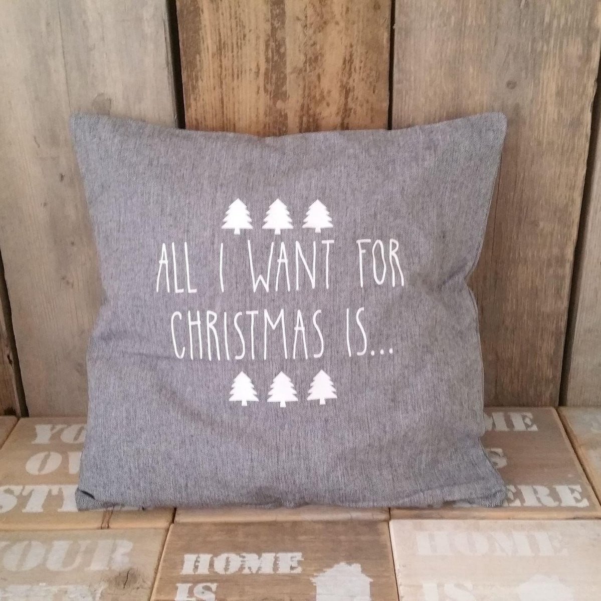 Kussenhoes met kersttekst All I want for Christmas is