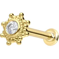 14 Karat Gold Labret mit Push Fit MOISSANIT-SONNE
