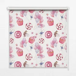 INNENROLLO - Fensterrollo - Rollo - 80x140 cm - Rosa Luftballons, Donuts und Hasen