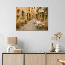 LEINWANDBILD Toskana Italienische Straße Blumen 120x80cm