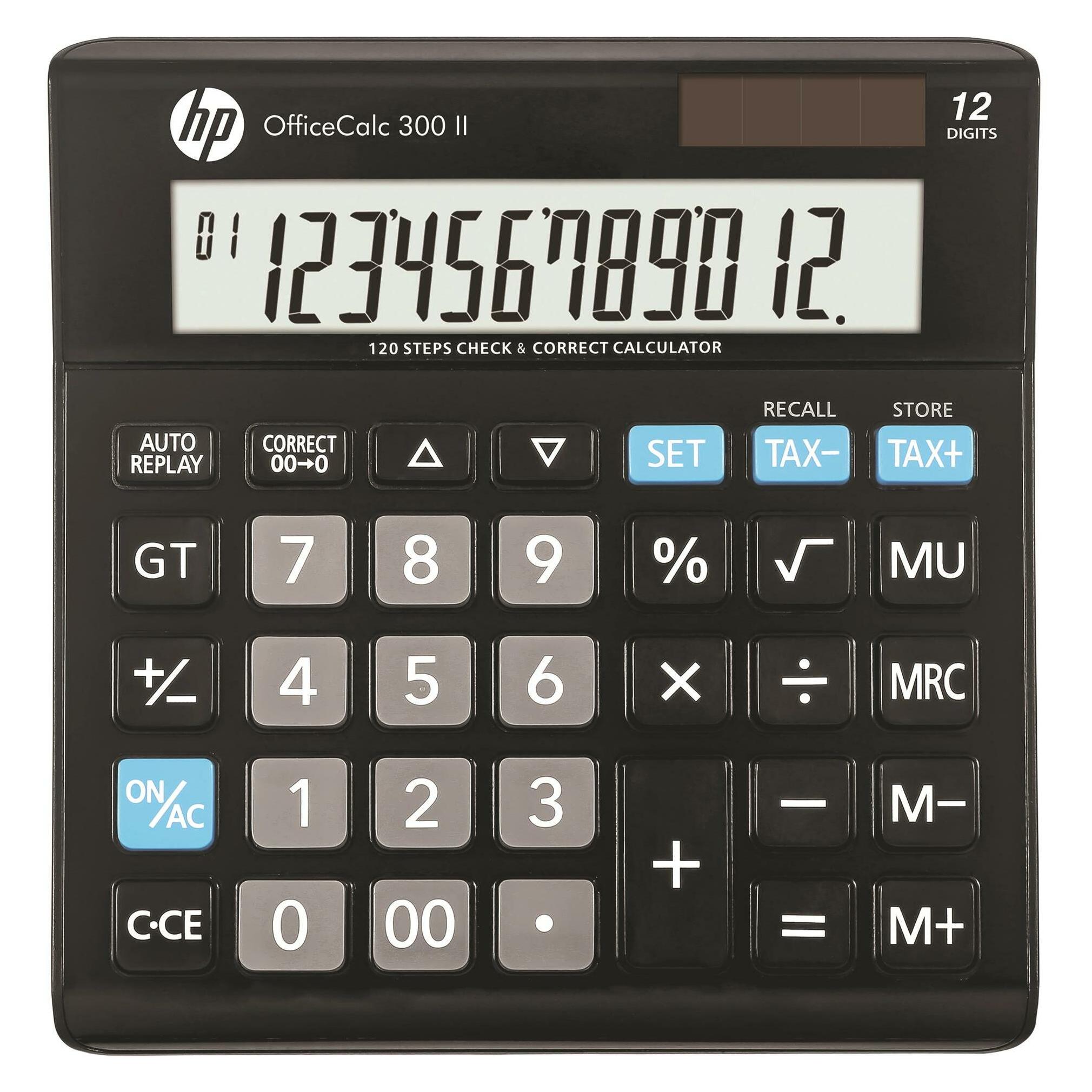 HP OfficeCalc 300 II Tischrechner schwarz (Batteriebetrieb, Solarenergie) (HP-OC300II/INT BX)