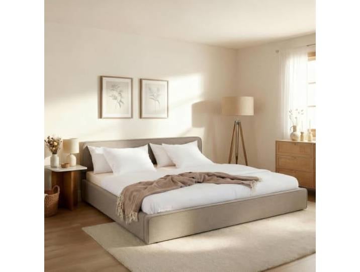 LATINI Polsterbett mit höhenverstellbarem Kopfteil, 180x200 cm, Greige - Doppelbett inklusive Lattenrost, ideal für zwei Personen, Bettgestell stabil und bequem, modernes Design für jedes Schlafzimmer