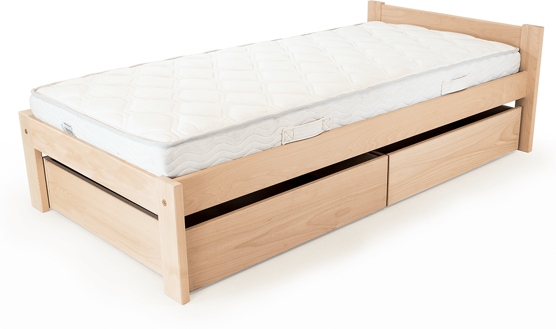 ABC MEUBLES Bett 90x190 Simply aus Buche - Weiß
