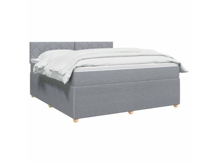 vidaXL Boxspringbett mit Matratze Hellgrau 140 x 200 cm Stoff