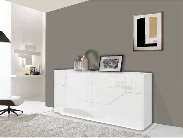 Buffet Stefano 200x43h86 cm Blanc brillant