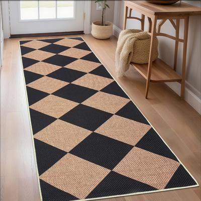 Garvee Checkerboard Diamond Easy Jute Area Rug