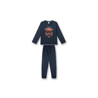 Schlafanzug SANETTA "Pyjama Pyjama Teens I like it crunchy lang", Jungen, Gr. 188, blau (dunkelblau), Obermaterial: 100% Baumwolle CO., Homewear-Sets Schlafanzug