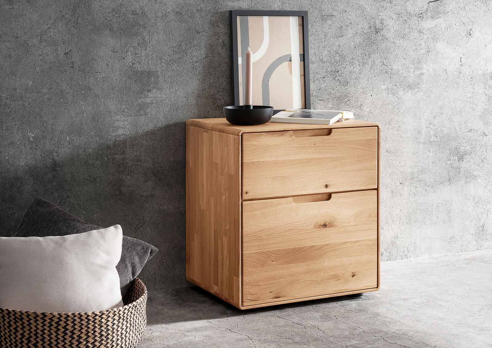 home24 Houten nachtkastje bruin van massief hout